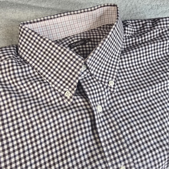 J. McLaughlin Other - J.McLaughlin Men's XL Brown Blue Plaid 100%Cotton Button Down Pocket Long Sleeve